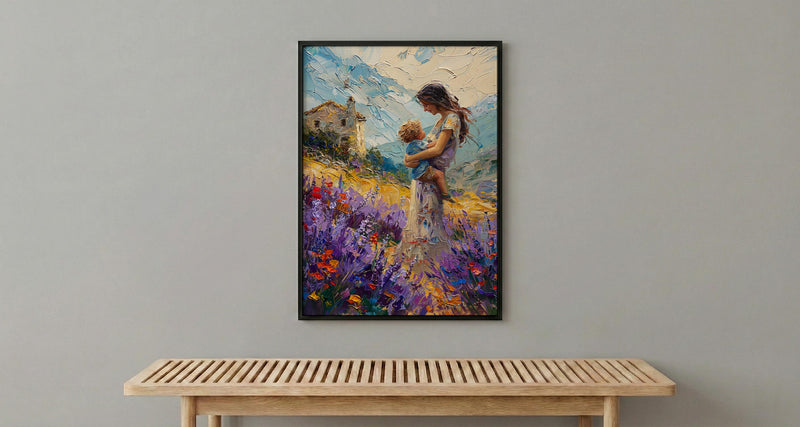 Lavender Field Wall Art, Mother Son Print - Gift for Mom