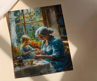 Knitting Family Wall Art, Generations Art Print - Gift for Grandma