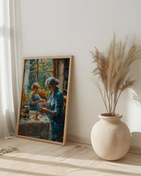 Knitting Family Wall Art, Generations Art Print - Gift for Grandma