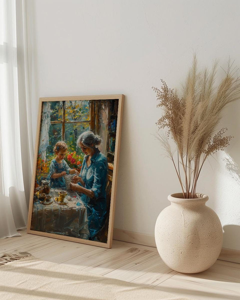 Knitting Family Wall Art, Generations Art Print - Gift for Grandma
