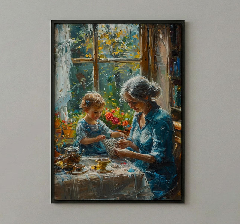 Knitting Family Wall Art, Generations Art Print - Gift for Grandma