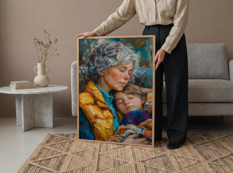 Motherhood Bond Poster, Grandma Mom Print - Mother's Day Gift