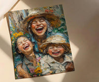Family Garden Art Print, Generations Poster - Textured Impasto Oil Painting
