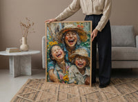 Family Garden Art Print, Generations Poster - Textured Impasto Oil Painting