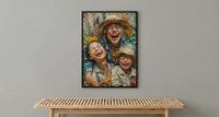 Family Garden Art Print, Generations Poster - Textured Impasto Oil Painting