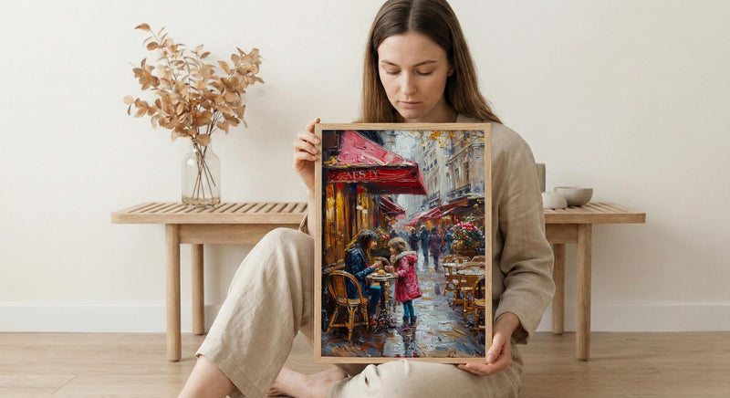 Paris Cafe Art Print, Mom Daughter Decor - Mother's Day Gift
