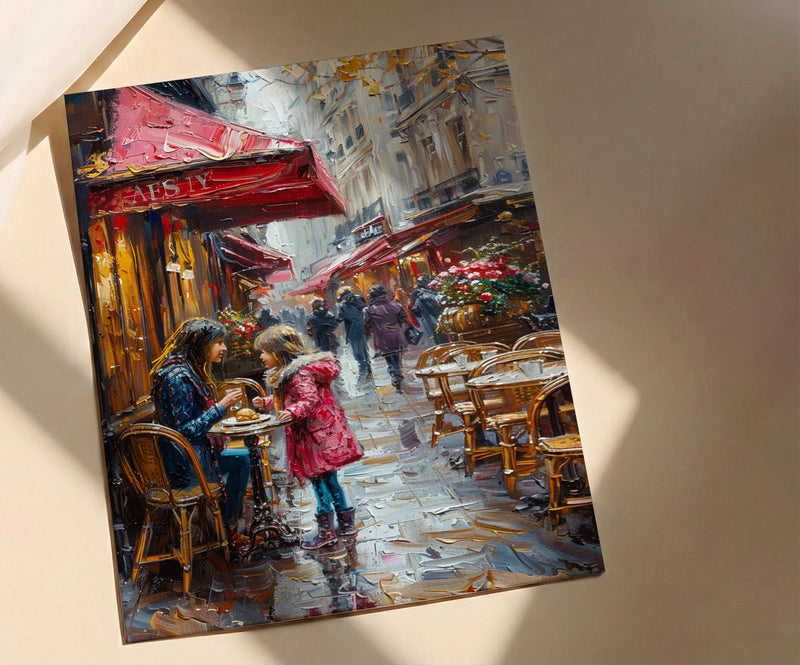 Paris Cafe Art Print, Mom Daughter Decor - Mother's Day Gift
