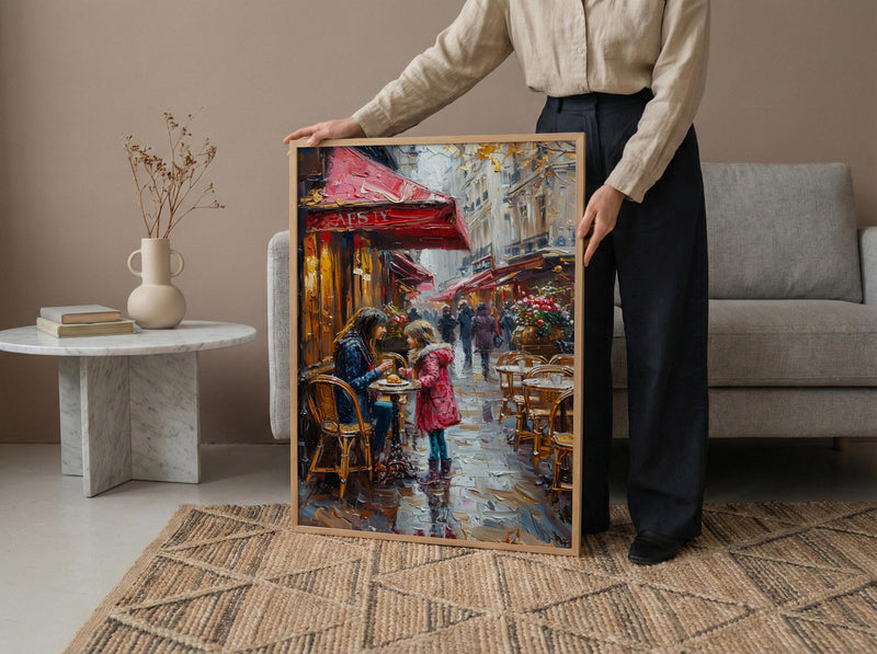 Paris Cafe Art Print, Mom Daughter Decor - Mother's Day Gift