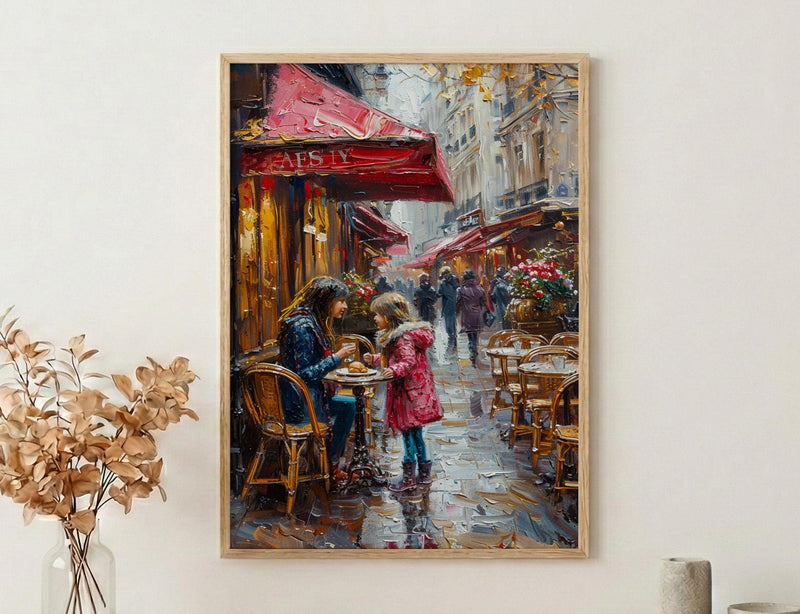 Paris Cafe Art Print, Mom Daughter Decor - Mother's Day Gift