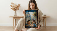 European Balcony Poster, Mother Child Art - Mother's Day Gift