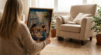 European Balcony Poster, Mother Child Art - Mother's Day Gift