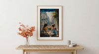 European Balcony Poster, Mother Child Art - Mother's Day Gift