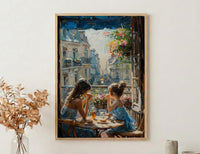 European Balcony Poster, Mother Child Art - Mother's Day Gift