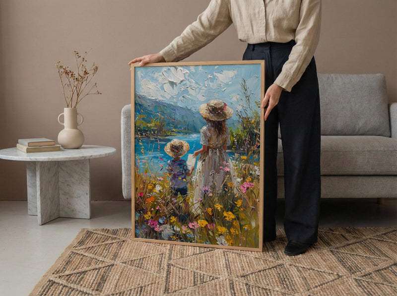 French Countryside Wall Decor, Mother Child Print - Gift for Mom