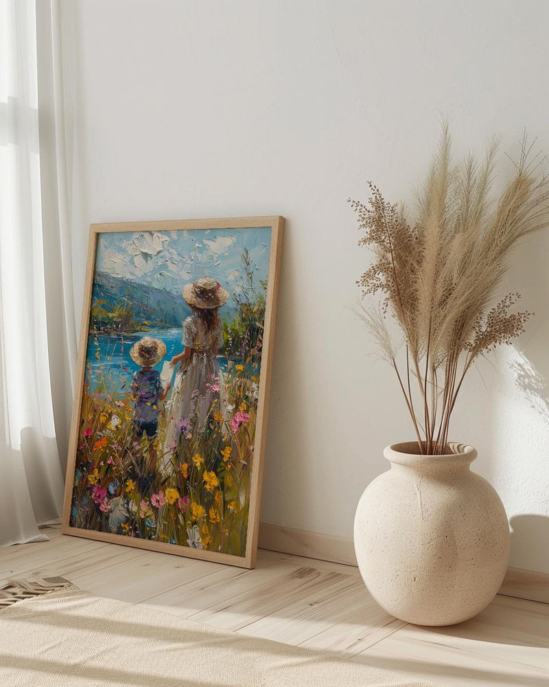 French Countryside Wall Decor, Mother Child Print - Gift for Mom
