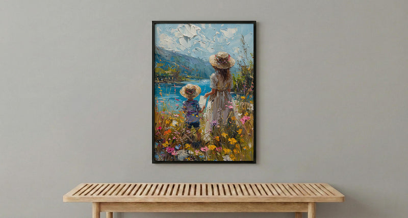 French Countryside Wall Decor, Mother Child Print - Gift for Mom