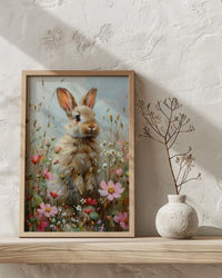 Baby Bunny Nursery Art Print, Spring Wildflower Decor - Baby Shower Gift