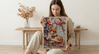 Sleeping Fawn Nursery Wall Art, Pink Sakura Spring Decor - Kids Room Decor