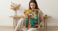 Baby Giraffe Nursery Wall Decor, Peach Sunrise Spring Print - Kids Room Decor