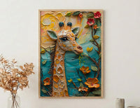 Baby Giraffe Nursery Wall Decor, Peach Sunrise Spring Print - Kids Room Decor