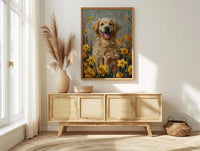 Puppy Daffodil Nursery Art Print, Spring Golden Retriever - Baby Shower Gift