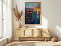 Love Padlocks Art Print, Romantic Bridge Decor - Master Bedroom Art