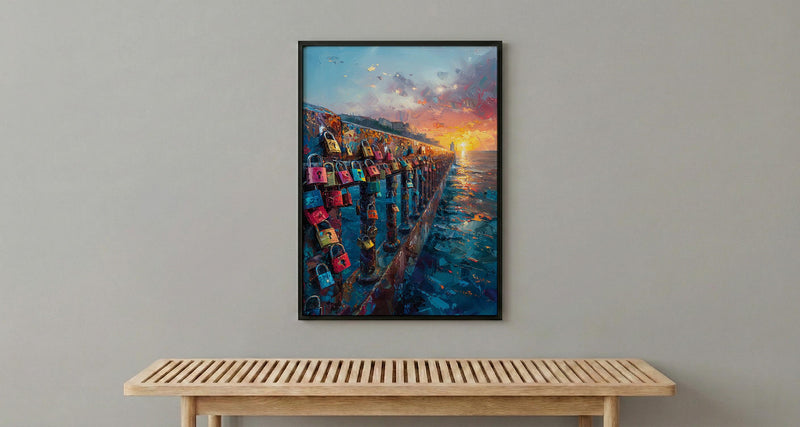 Love Padlocks Art Print, Romantic Bridge Decor - Master Bedroom Art