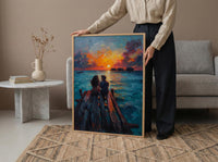 Maldives Ocean Wall Decor, Tropical Sunset Print - Master Bedroom Art