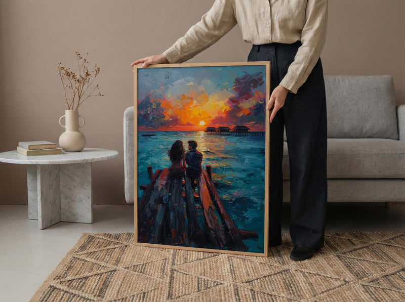 Maldives Ocean Wall Decor, Tropical Sunset Print - Master Bedroom Art