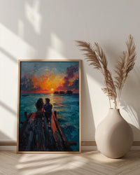 Maldives Ocean Wall Decor, Tropical Sunset Print - Master Bedroom Art