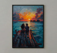 Maldives Ocean Wall Decor, Tropical Sunset Print - Master Bedroom Art