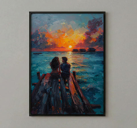 Maldives Ocean Wall Decor, Tropical Sunset Print - Master Bedroom Art