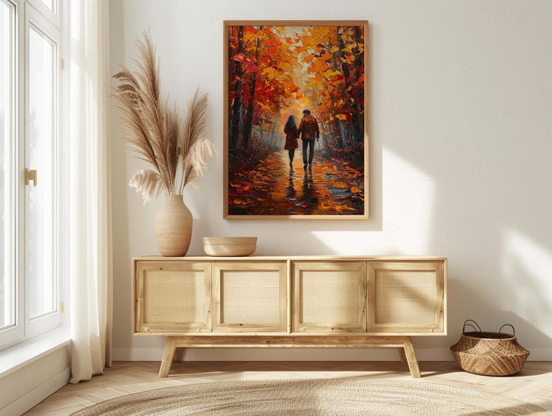 Autumn Forest Walk Poster, Fall Foliage Decor - Master Bedroom Art