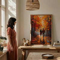 Autumn Forest Walk Poster, Fall Foliage Decor - Master Bedroom Art