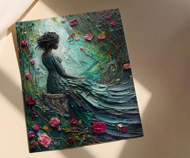 The Empress Tarot Art Print, Spring Wild Rose Decor - Witchy Room Decor