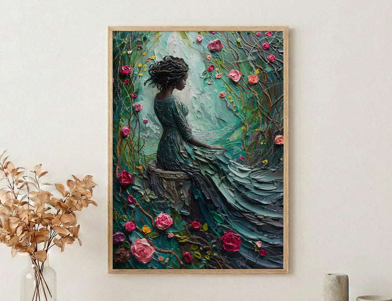 The Empress Tarot Art Print, Spring Wild Rose Decor - Witchy Room Decor