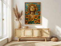 The Sun Tarot Wall Art, Yellow Sunflower Spring Decor - Living Room Decor