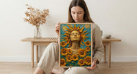 The Sun Tarot Wall Art, Yellow Sunflower Spring Decor - Living Room Decor
