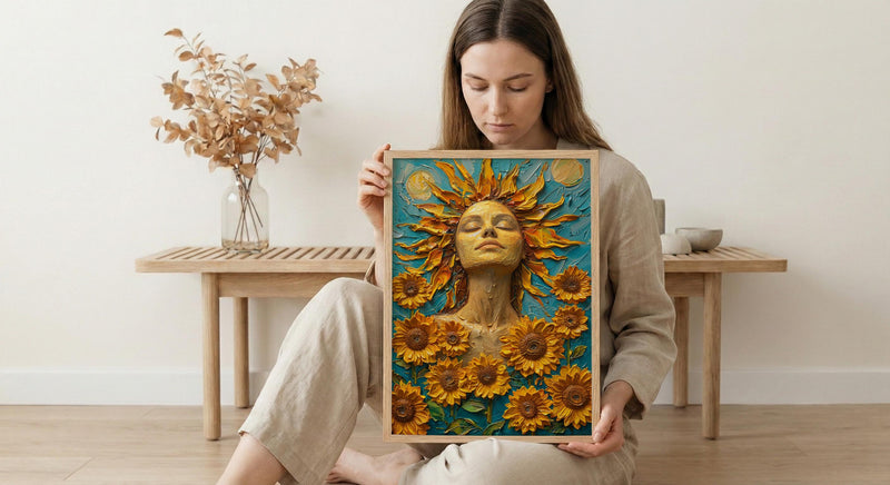The Sun Tarot Wall Art, Yellow Sunflower Spring Decor - Living Room Decor