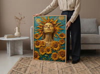 The Sun Tarot Wall Art, Yellow Sunflower Spring Decor - Living Room Decor