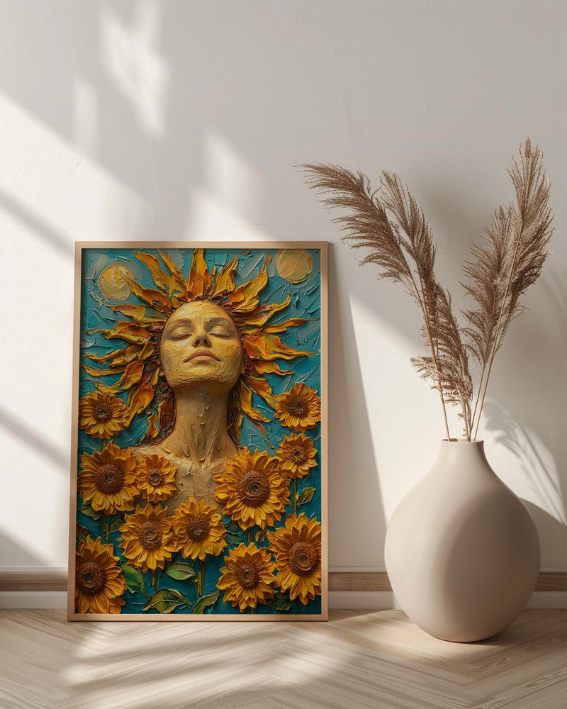 The Sun Tarot Wall Art, Yellow Sunflower Spring Decor - Living Room Decor