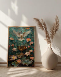 Ace of Cups Tarot Wall Art, Pink Lotus Spring Decor - Spiritual Gift
