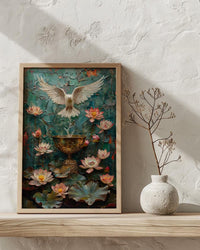 Ace of Cups Tarot Wall Art, Pink Lotus Spring Decor - Spiritual Gift