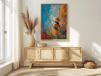 Page of Wands Tarot Art Print, Magic Desert Spring - Witchy Room Decor