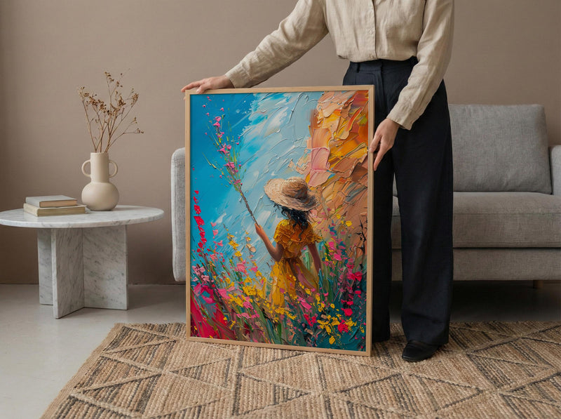 Page of Wands Tarot Art Print, Magic Desert Spring - Witchy Room Decor