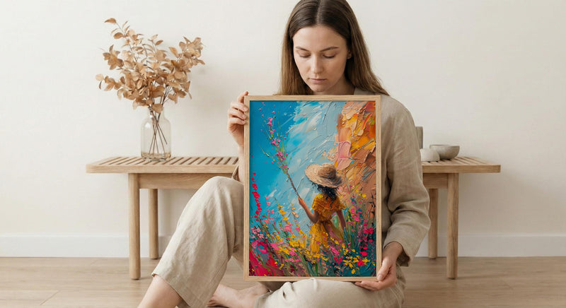 Page of Wands Tarot Art Print, Magic Desert Spring - Witchy Room Decor