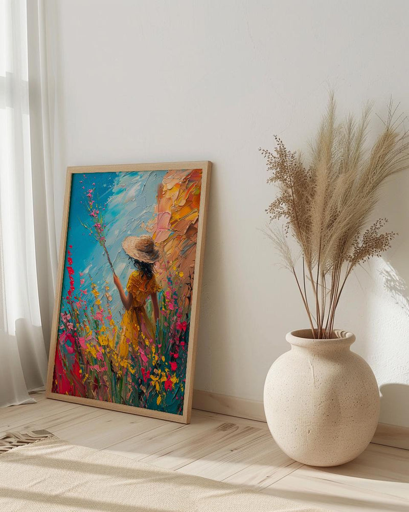 Page of Wands Tarot Art Print, Magic Desert Spring - Witchy Room Decor