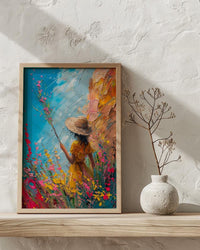 Page of Wands Tarot Art Print, Magic Desert Spring - Witchy Room Decor