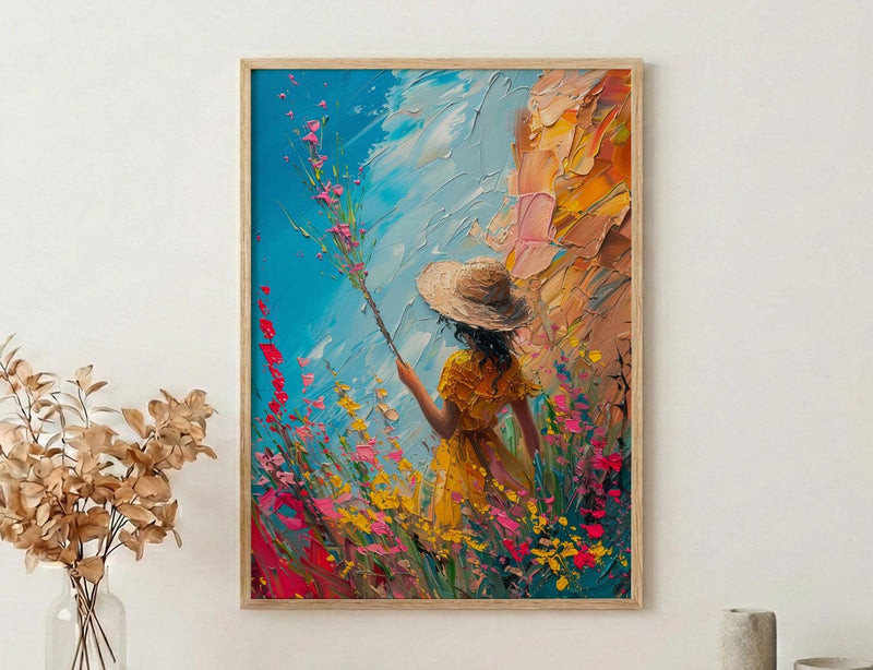 Page of Wands Tarot Art Print, Magic Desert Spring - Witchy Room Decor