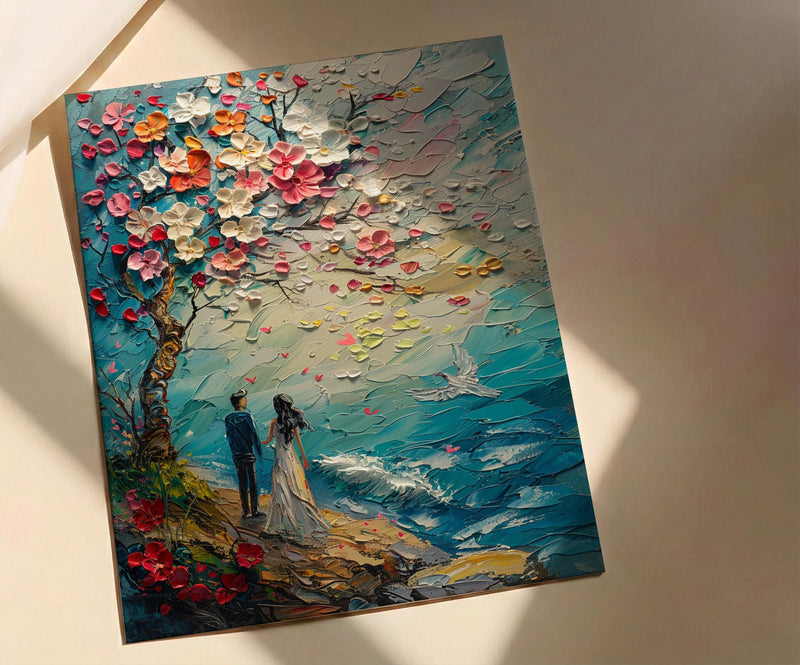 The Lovers Tarot Wall Art, Apple Blossom Spring Poster - Spiritual Gift